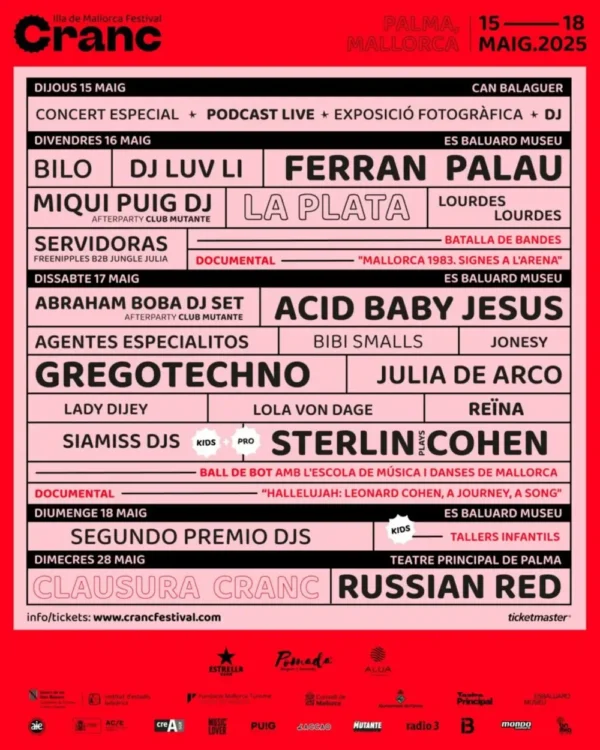 Cranc Mallorca 2025 (cartel) Cranc Mallorca 2025 (cartel) - Mallorca Music Magazine